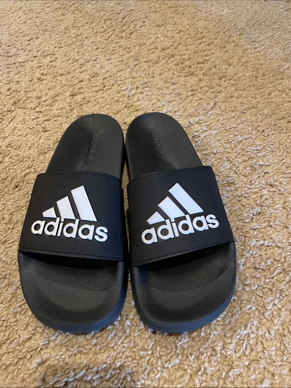 adidas Black Slide Sandals with White Logo boys size 5